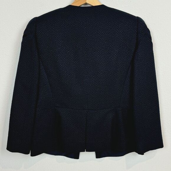 Armani Collezioni VTG Embossed Black Wool Silk Tailored Blazer 8 90s - Picture 4 of 10
